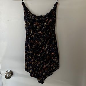 Floral strapless romper - blue, size medium, worn once